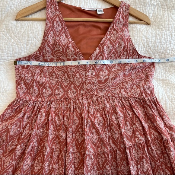 Sincerely Jules Tiered Floral Print Mini Dress Medium Coral Pink Summer Babydoll - Picture 6 of 8